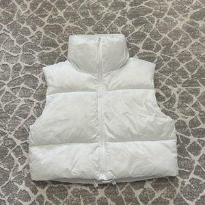 White Cropped Puffer Vest